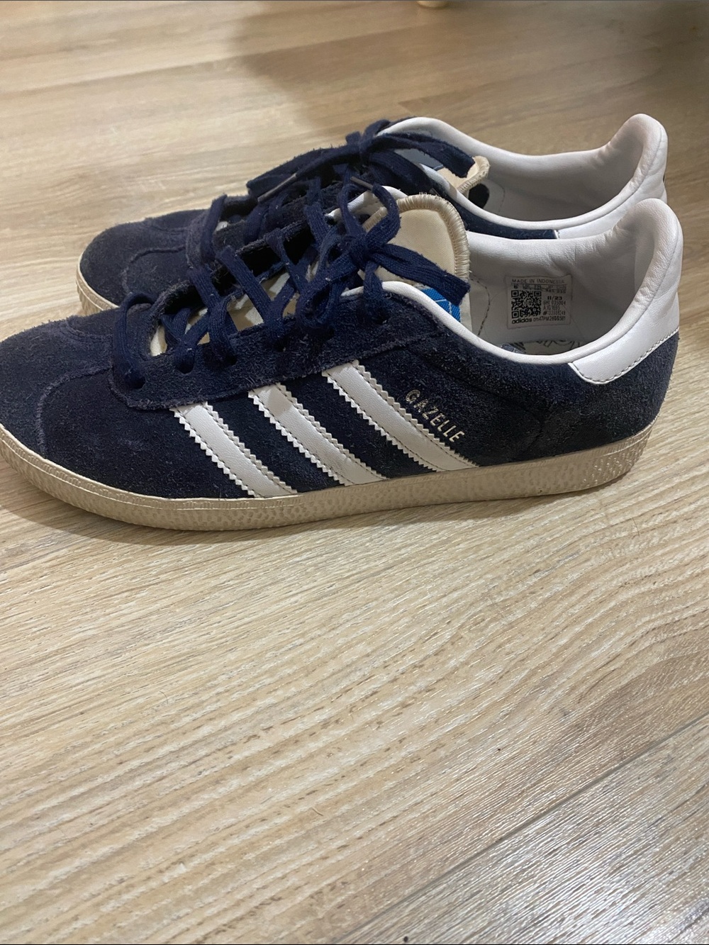 adidas Gazelle Kids Navy Suede Sneakers with White Stripes